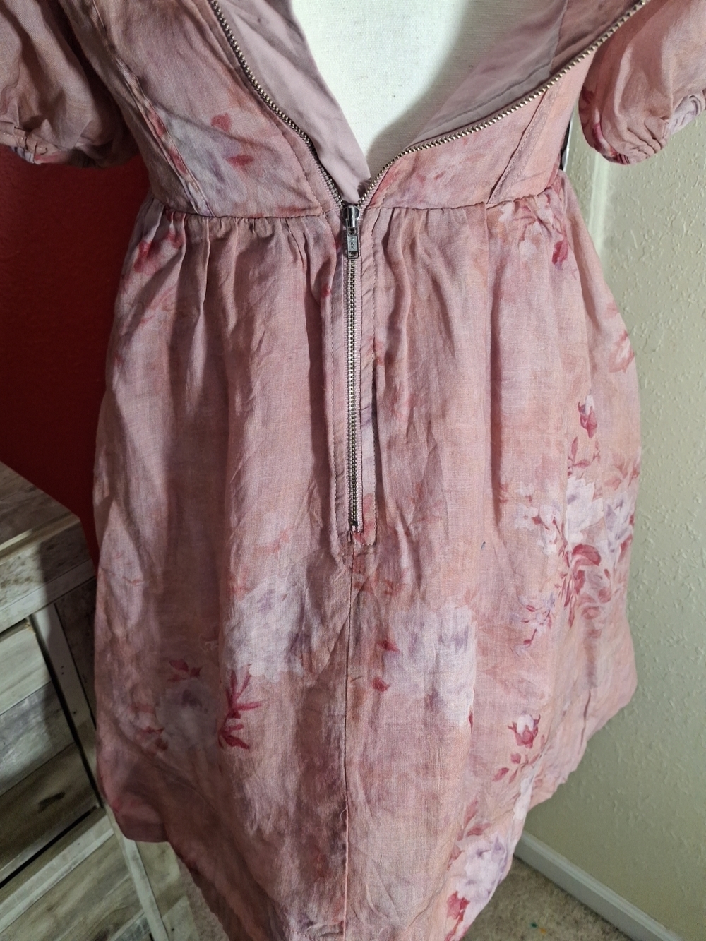 Bardot Blush-Pink Puff Sleeve Square Neck Mini Dress - Picture 10 of 11